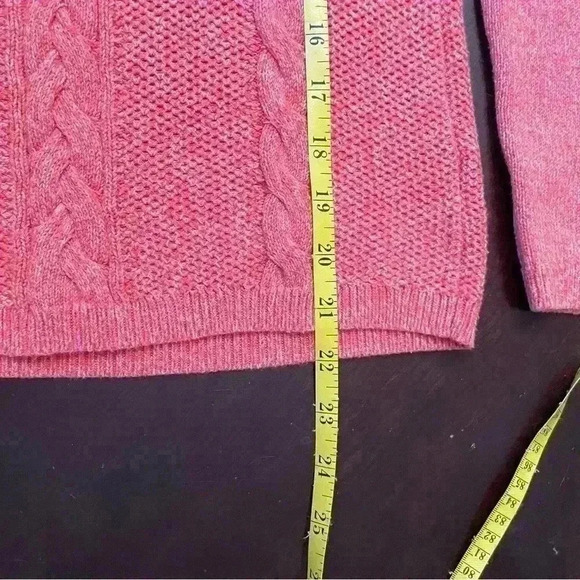 Talbots Pink Cable Knit Pullover Long Sleeved Sweater w/ Back Zipper Size Small - Picture 9 of 9